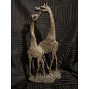Vintage Giraffe Statue Figurine  Stone Art Statue home Decor 14” Tall